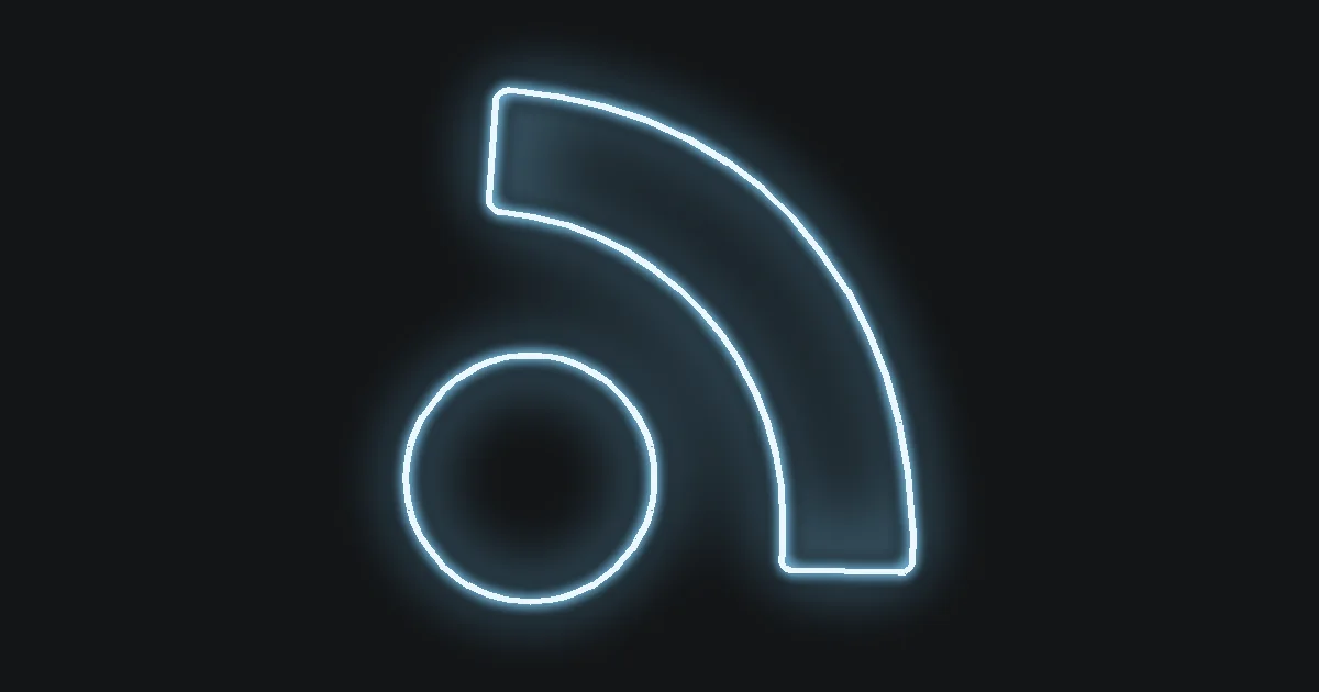 Neon sign logo glowing on a dark wall, a WebGL-style lighting effect